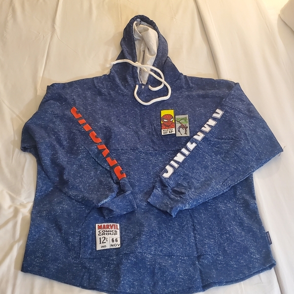 DISNEY Marvel Comics 60TH ANNIVERSARY Spiderman Hoodie with Vintage Patches - Picture 7 of 13